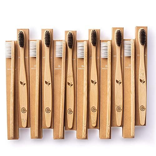 GREENZLA GREENZLA Biodegradable & Compostable Charcoal Wooden Bamboo BPA-Free Soft Bristles Eco-Friendly, Natural Manual Toothbrushes Set for Adult (12 Pack)