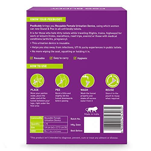 PEE BUDDY PEE BUDDY Reusable Portable Stand and Pee Urination Device for Women - Pack of 2 | Portable, Leak-proof and Zero Spillage | Ideal for Public Toilets, Travel, Camping, Hiking and Outdoor Activities