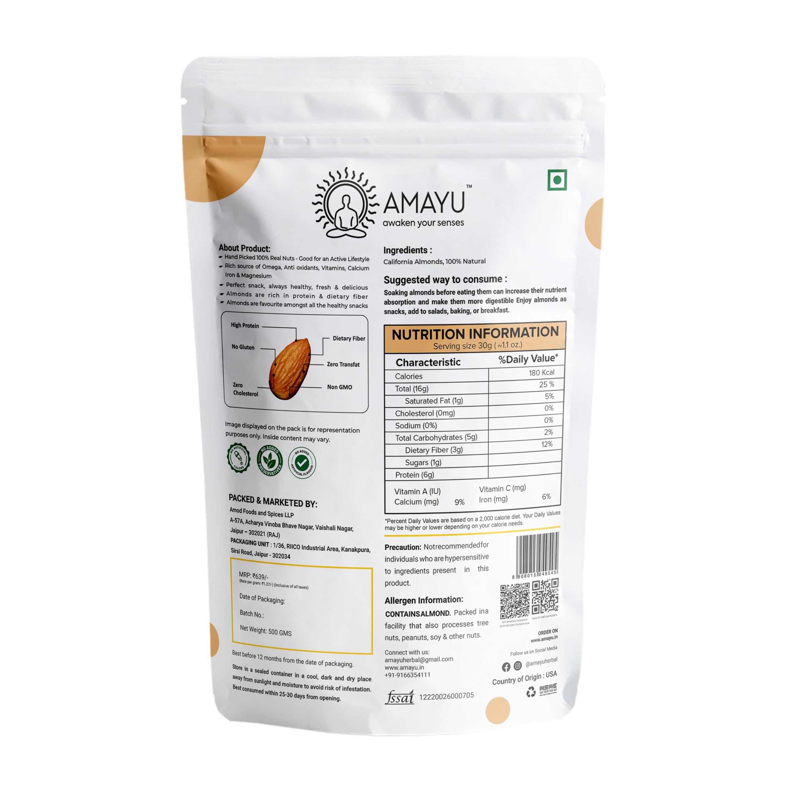 AMAYU AMAYU California Almonds Badam Giri (500 g)