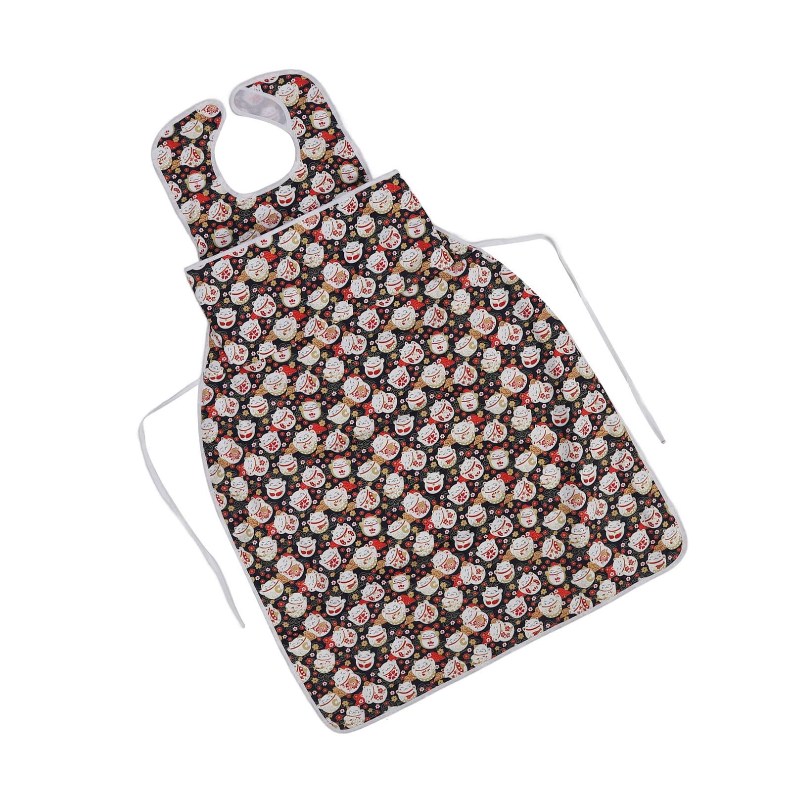 DNEI DNEI Adult Long Bib, 3D Large Calibre Food Clothing Protector Foldable for Elderly for Lunch (Cat Pattern)