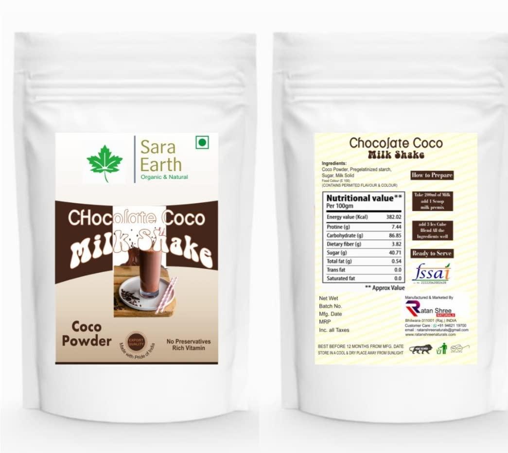 Sara earth Saraearth Chocolate Coco Milkshake premix |Make with Coco powder |No Artificial colour | 120 gm