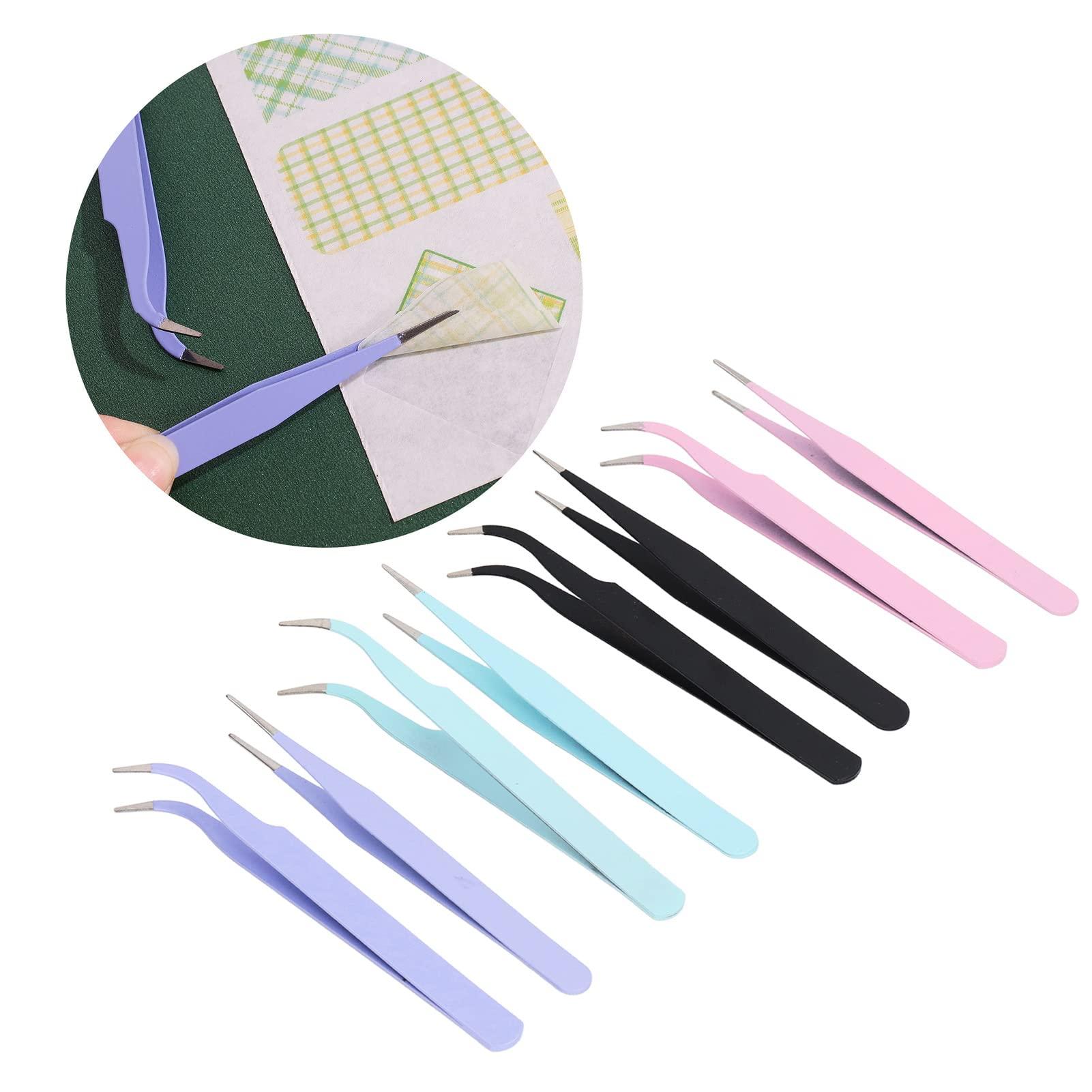 RTLR Accuracy Tweezer, Tweezer Set Hard Multifunctional Elbow Pointed for Eyelashes Extension