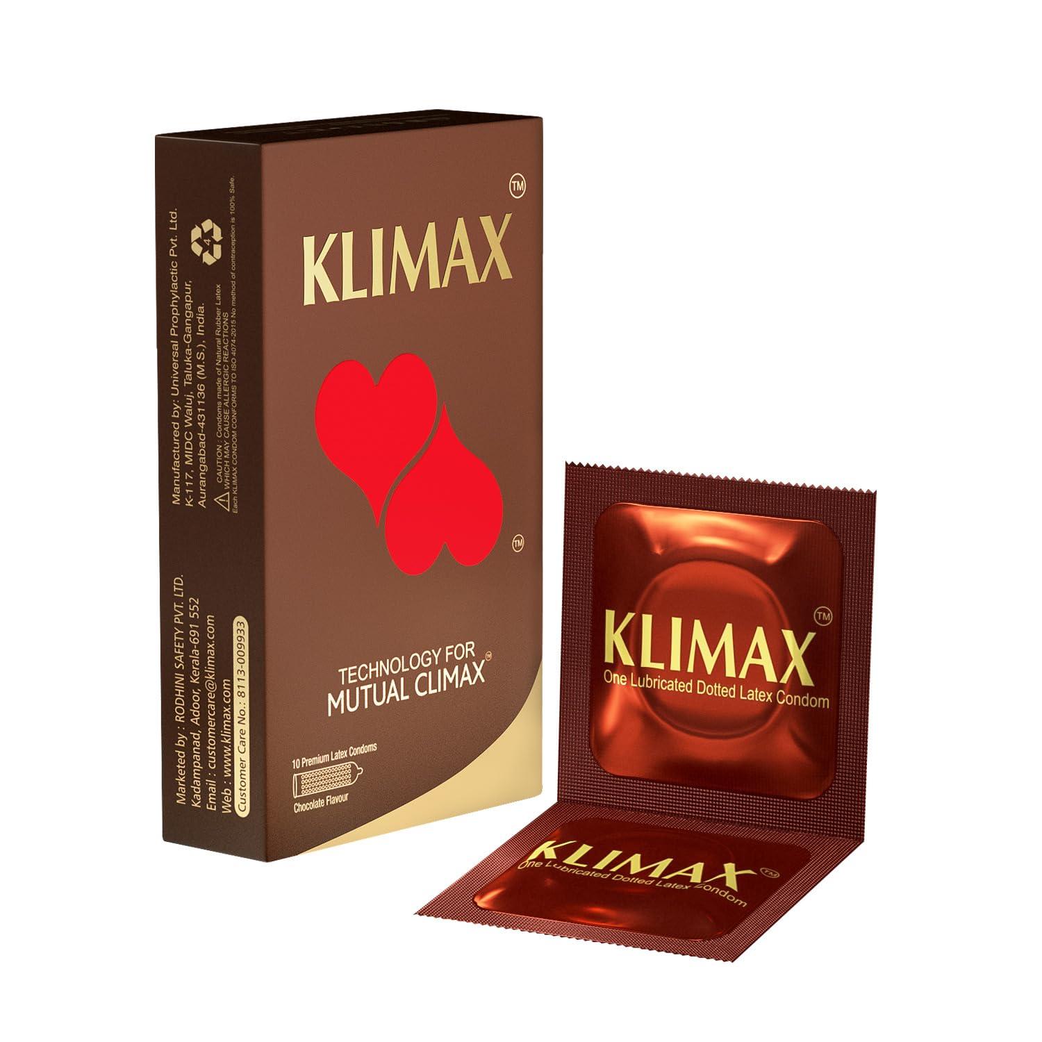 Klimax Klimax Mutual Climax Condoms for Men - Chocolate Flavour (Pack of 10)