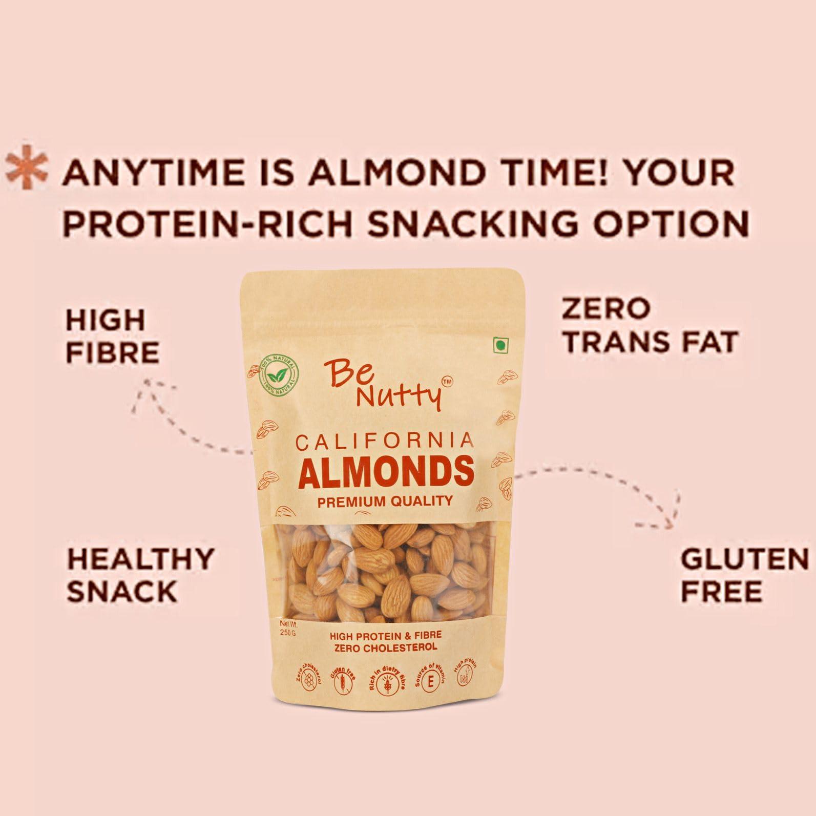 BeNutty BeNutty 100% Natural Premium Almonds | Badam Giri Nuts & Dry Fruits | High in Fiber & Boost Immunity | Real Nuts | Whole Natural Badam (500gm)