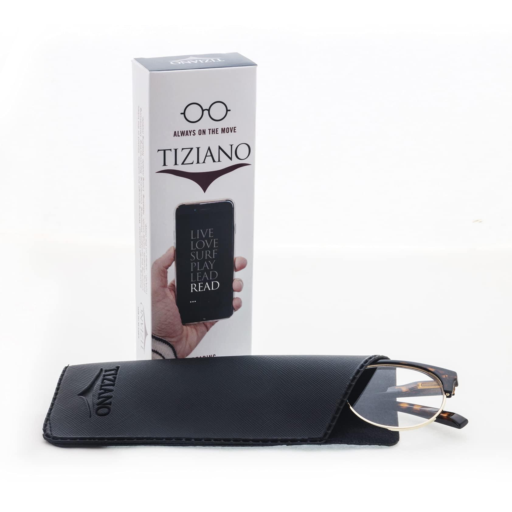 TIZIANO TIZIANO Unisex New Age Reading Glasses with Spring Hinge (Model: 205144 Black with Silver +2.25 with Retro Eye shape)