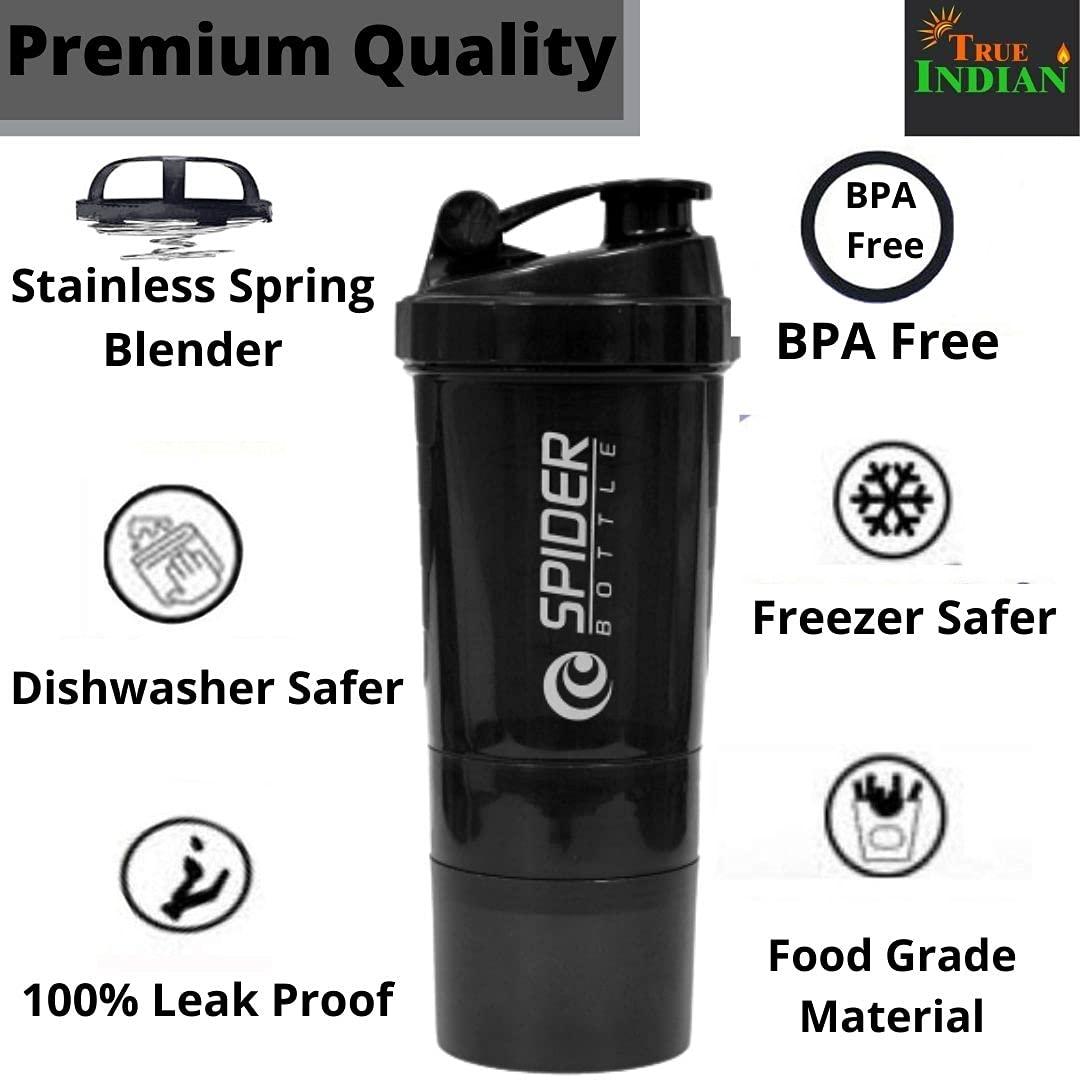TRUE INDIAN TRUE INDIAN Extraordinary Sports Gym Shaker/Water Bottles/100% Leakproof Guarantee Sipper Bottle Ideal for Protein Shaker Bottle & Gym Water Bottle |Gym Shaker (Black)