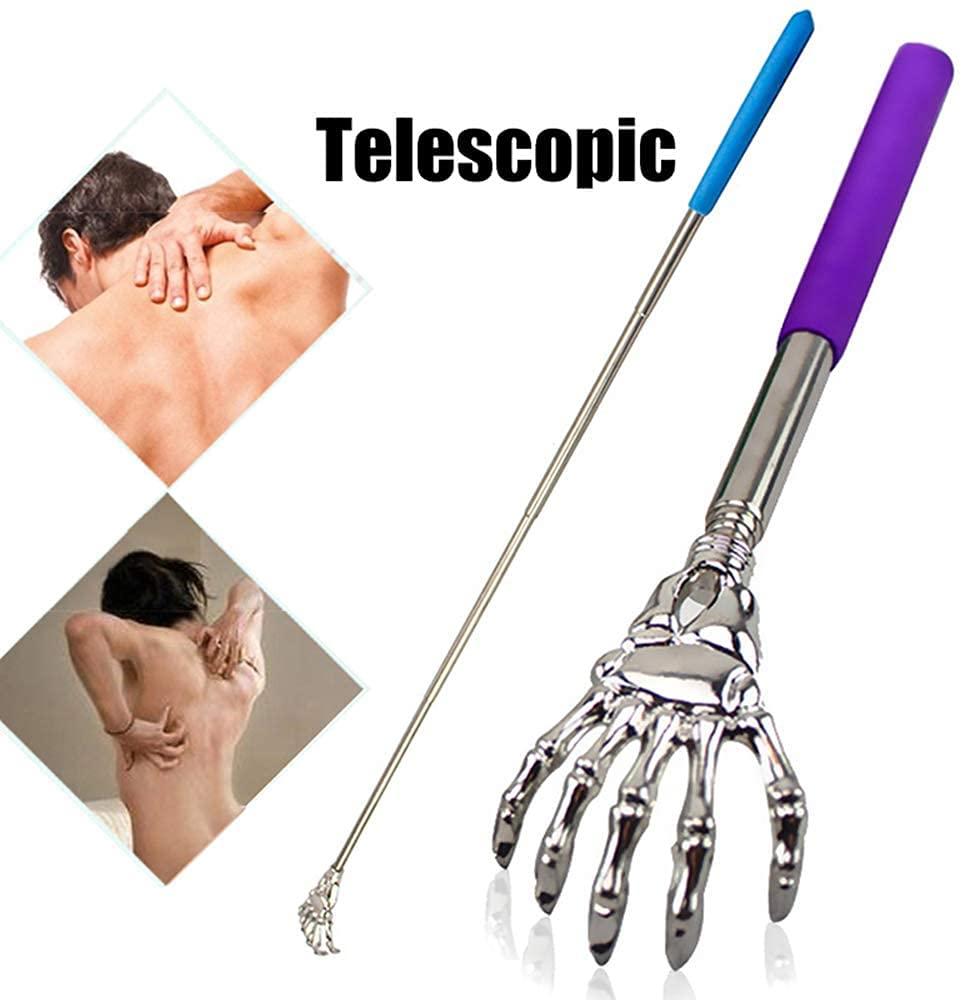 Frackson Frackson Extendable Itching Stick Back Massager, Long Massage Tools, Stainless Steel Heavy Duty Curved Back Itching Scratcher with Non-Slip Handle for Men Women Kids
