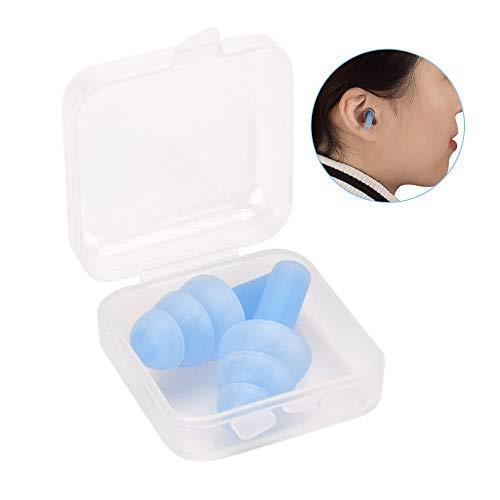 sazoley 1 Pair Reusable Silicone Ear Plugs Waterproof Noise Reducing and Sound Blocking Earplug with Box