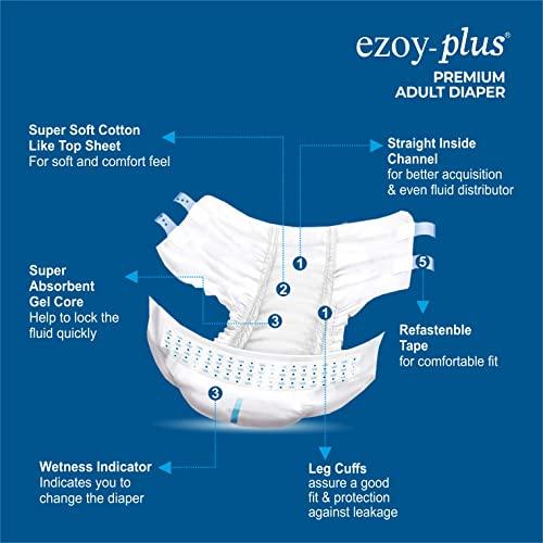 Ezoy-plus Ezoyplus Adult Diaper Large, Waist Size (44\"- 61\")- Pack of 3, 30pcs Pack Adult Diapers - L (30 Pieces)