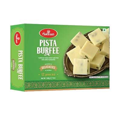 Haldiram's Haldiram\'s Special Pista Burfi 400 g X 2 | Fresh Indian Traditional Mithai | Burfi Sweets | Indian Sweets | Finest Pistachios | No Added Colours or Preservatives | Pista Barfi | Festive Sweet Gift Box