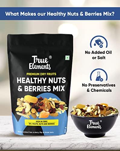 True Elements True Elements Healthy Nuts And Berries Mix 200gm - Roasted Dry Fruits | Nuts and Berries | 43% of Premium Cashews & Almonds