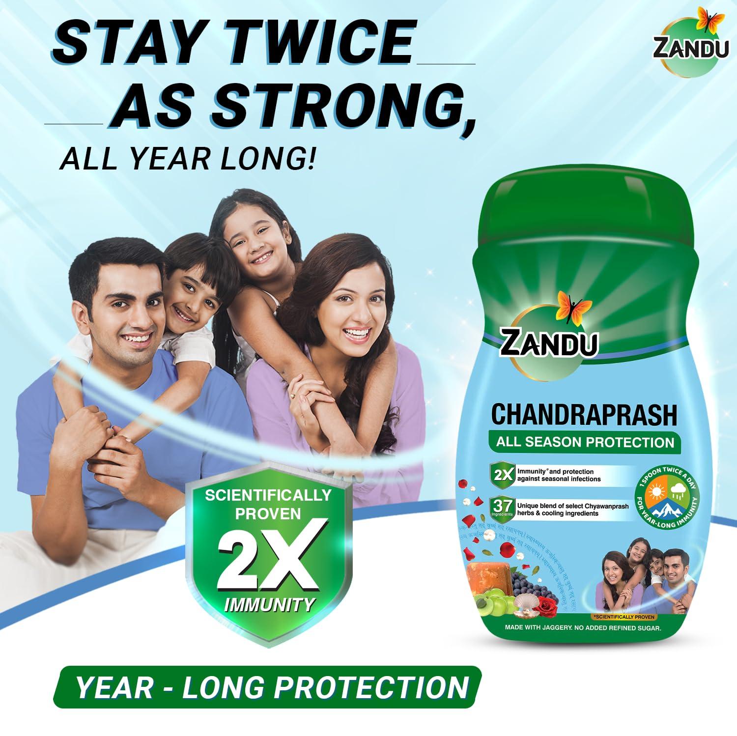 Zandu Zandu Chandraprash 900g | 2X Immunity Booster without Heat, All Season Protection Chyawanprash |Blend of 37 Ingredients | Made with Jaggery, No Added Refined Sugar
