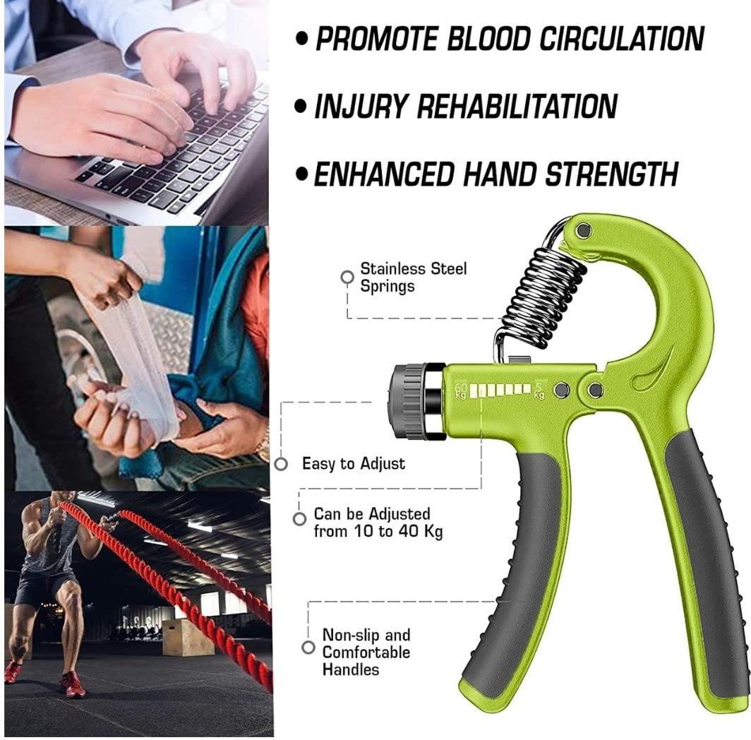 SQIN SQIN Adjustable Spring Hand Exerciser (5 to 60 Kg) Finger Exerciser Hand Grip Strengthener for Men & Women (Pack of 1, Random Colors)