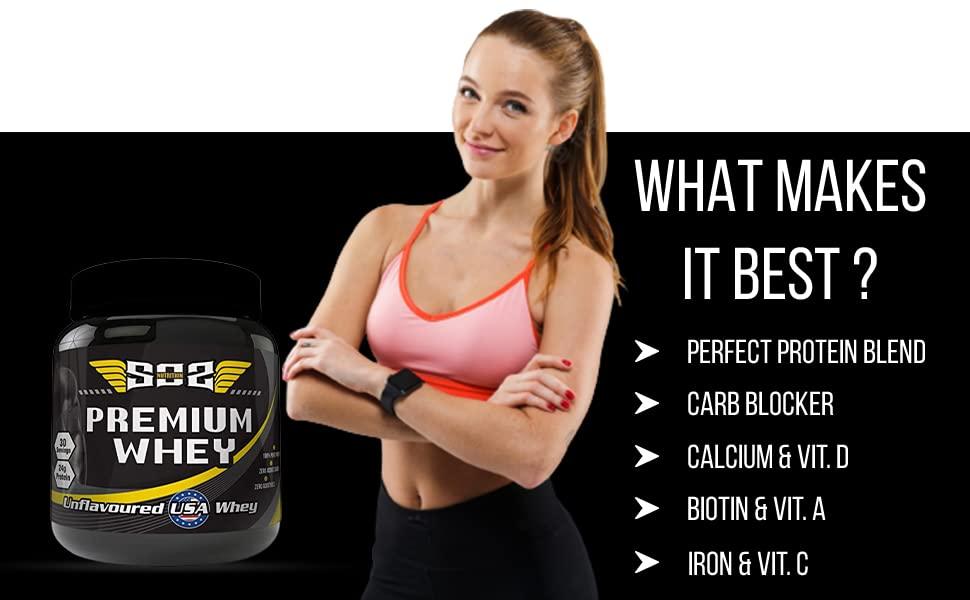 SOS Nutrition SOS Nutrition Whey Protein Powder for Men, Muscle Building, 24g Protein, 5.5g BCAA (Unflavored, 910g)