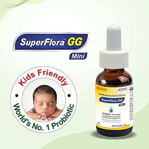 Sundyota Lifecare Sundyota's Superflora GG Probiotic Supplement MINI Drops | Specially designed for baby for diarrhoea in kids and badies | 5x superior efficacy | Flavor-less lactobacillus probiotic | 4ml Mini Pack