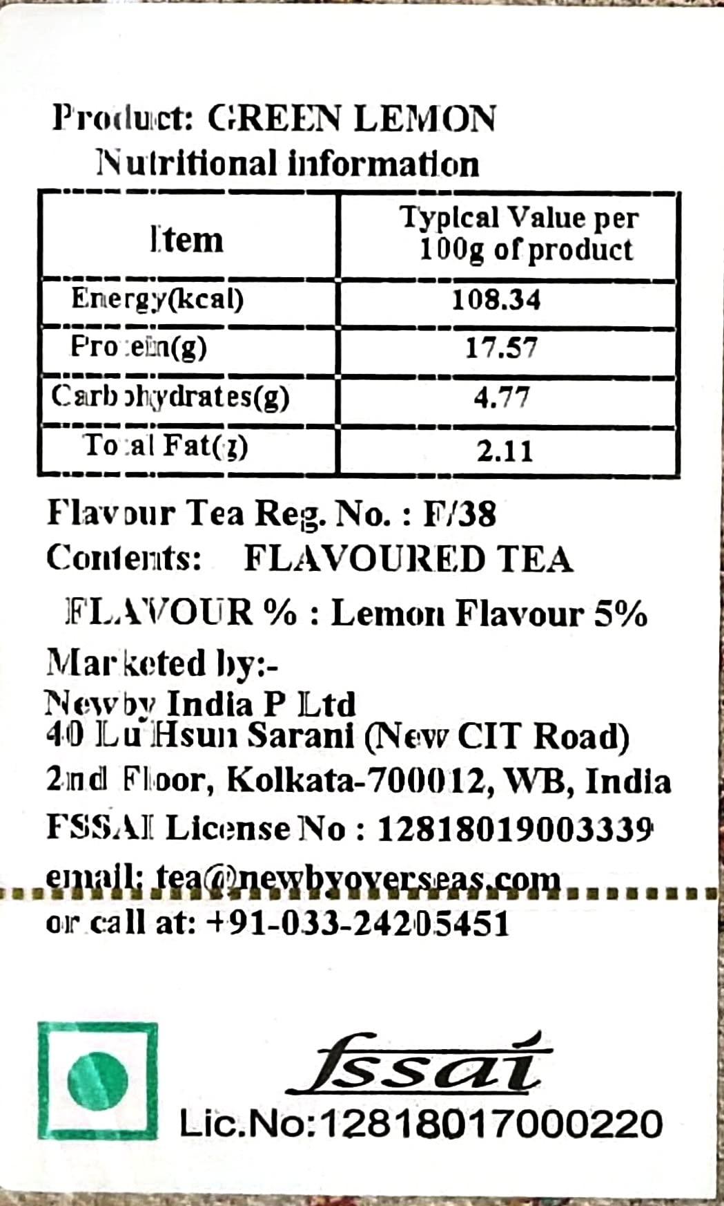 Newby Newby Green Lemon Tea | 25 Tea Bags | Natural Fusion of Verdant Green Tea wth Bright Dried Lemon | 50 gms