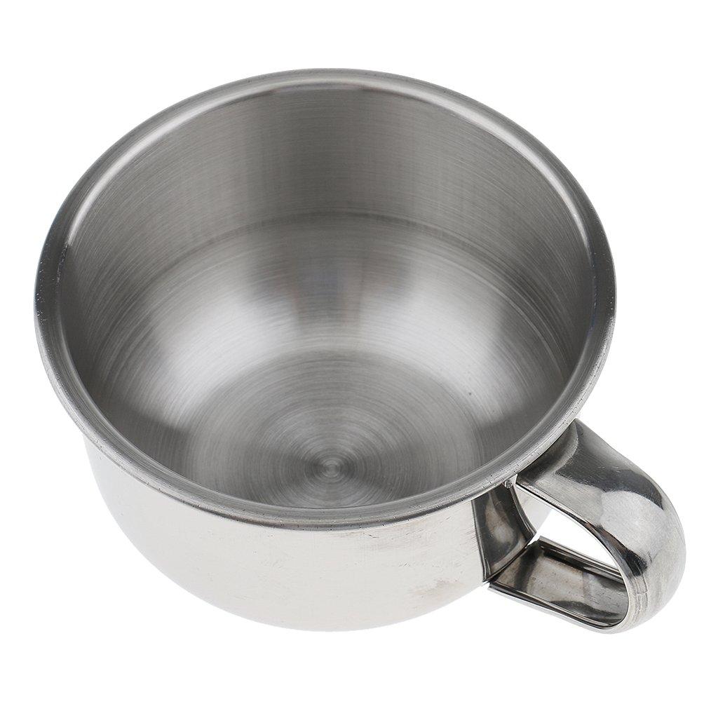 CALANDIS CALANDIS Stainless Steel Men's Shaving Mug Bowl Men Barber Beard Soap Mug Cup + Handle for Shave Brush