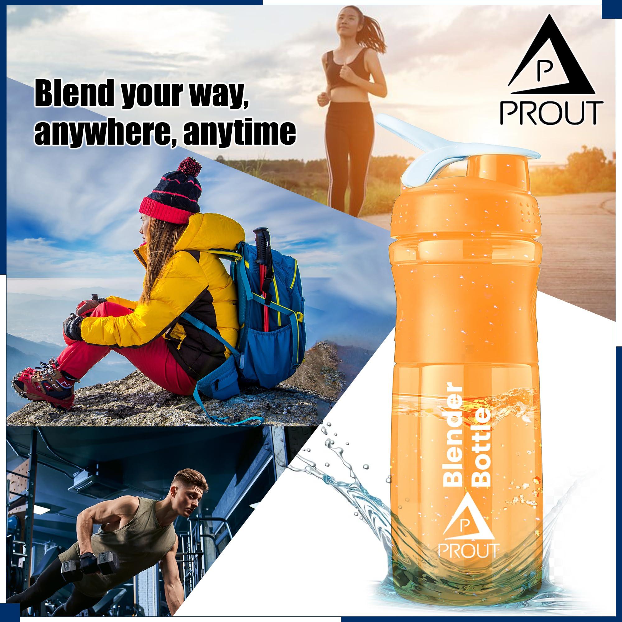 PROUT PROUT Gym Shaker | Water Bottle | Supplement Shakers | Shaker Bottle | Blender Bottle | Classic Protein Mixer Shaker Bottle with Blender Ball (Orange)