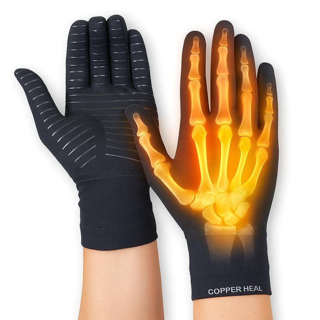 COPPER HEAL COPPER HEAL Arthritis Compression Gloves - Copper Glove for Rheumatoid Arthritis, Carpal Tunnel, RSI , Osteoarthritis & Tendonitis - FULL Finger