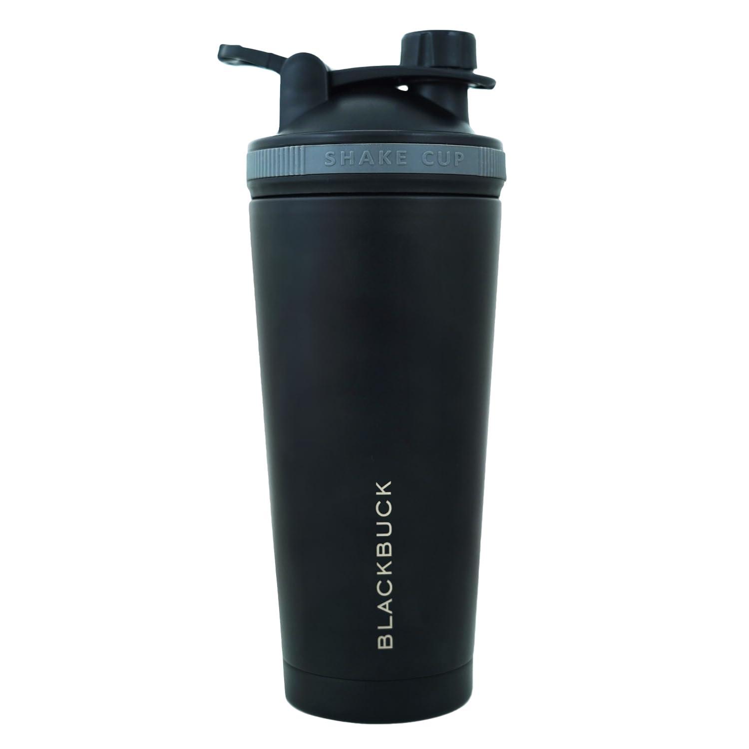 BLACKBUCK BLACKBUCK Shaker Pro: Insulated Stainless Steel Shaker With Noise Proof Technology, Superior Shake Without Leaks, Best For Pre Workout Shakes And Protein Mixes (Charcoal Black), 750 Ml