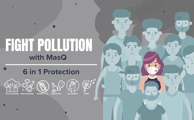 MASQ MASQ By Q-One His-Her Breathable Protective Reusable Washable Masks, 4 Layer Embroidered, Fashionable Cotton Cloth Face Mask for Women and Girls with Ear Adjusters