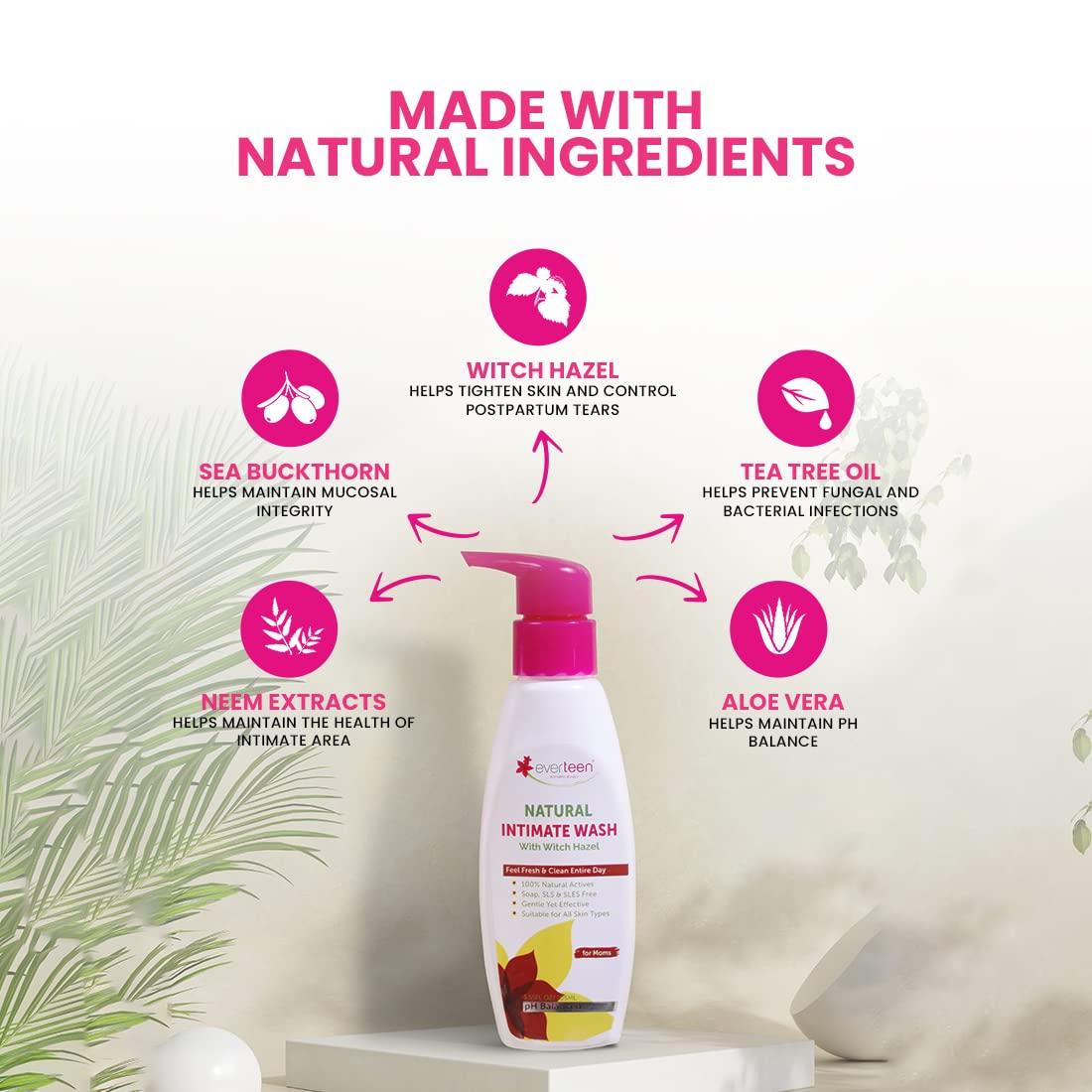 Everteen everteen Witch Hazel Natural Intimate Wash for Feminine Intimate Hygiene in Moms 2 Packs (105ml each)