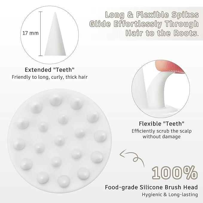 Commence Commence Scalp Massager Shampoo Brush with Soft Silicone Bristles for Anti Dandruff, Exfoliating and Scalp Care, Prevents Hair loss for Men, Women (White)