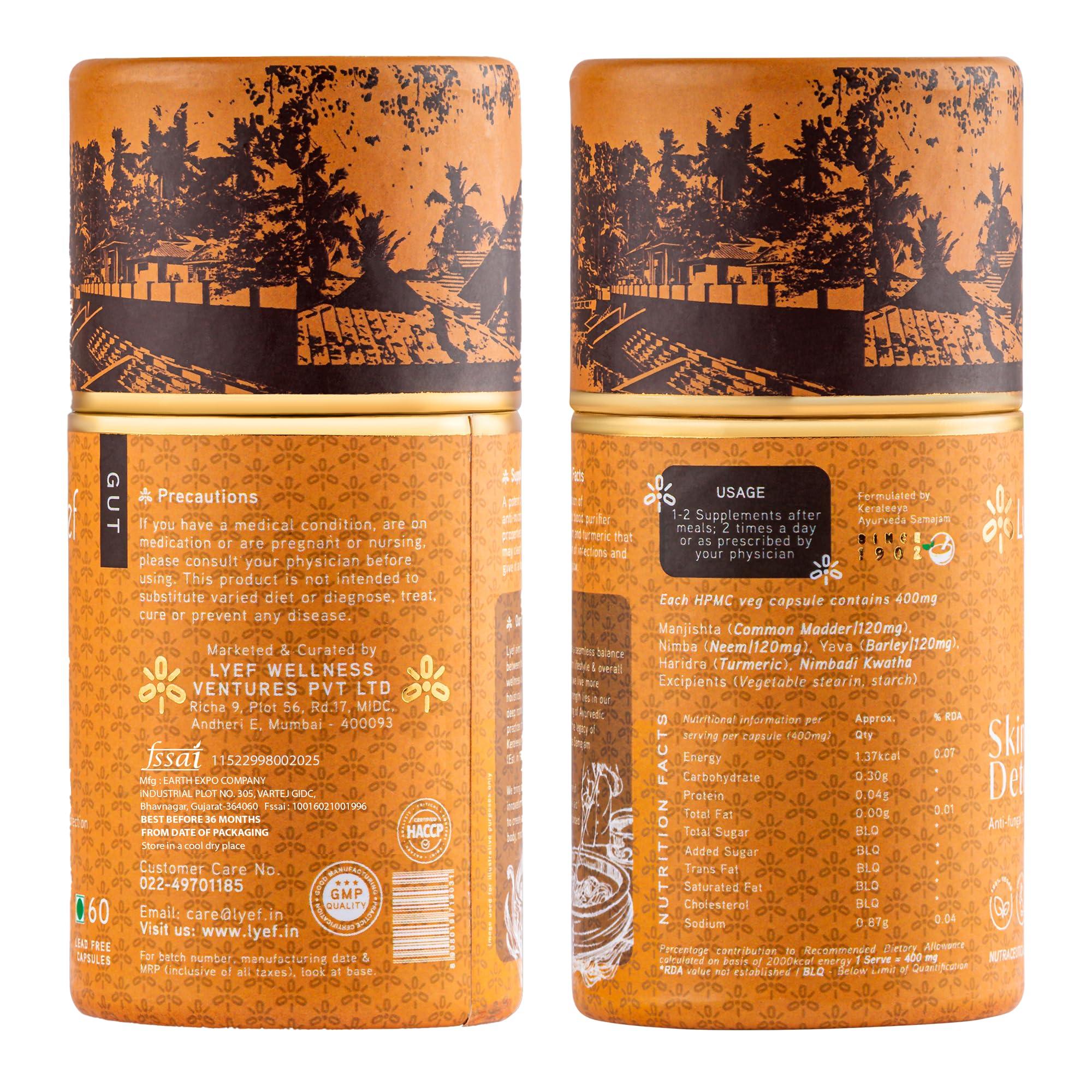 LYEF LYFE Skin Glow Tablets, 60 Tablets - Ayurvedic Supplement, Skin Health Benefits with Manjistha, SKin Glowing