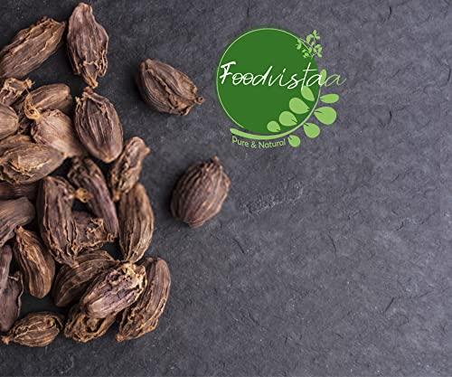 FOODVISTAA FOODVISTAA Whole black cardamom, organic black cardamom pods, kali moti elaichi large cardamom 400 Grm