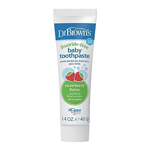 Dr. Brown's Dr. Brown\'s Baby Oral Health Toothpaste, Strawberry Flavor Toddlers And Kids Love, Fluoride Free, 0-3 Years, 1.4Oz