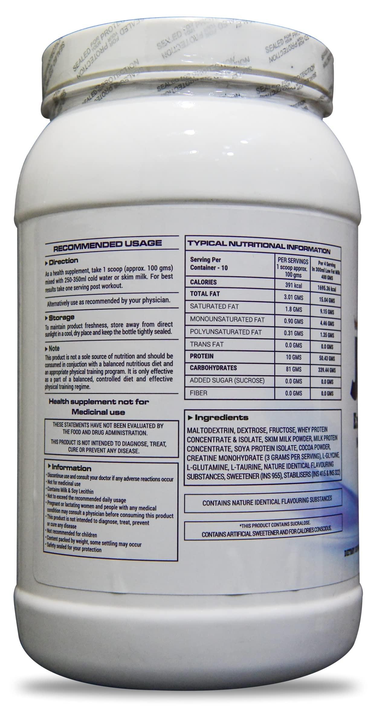 MJ Nutrition MJ Nutrition Muscle Jockey, Chocolate Ice Cream Flavor, for Mass Gainer (1 KG/2.2 lbs, 10 Servings)