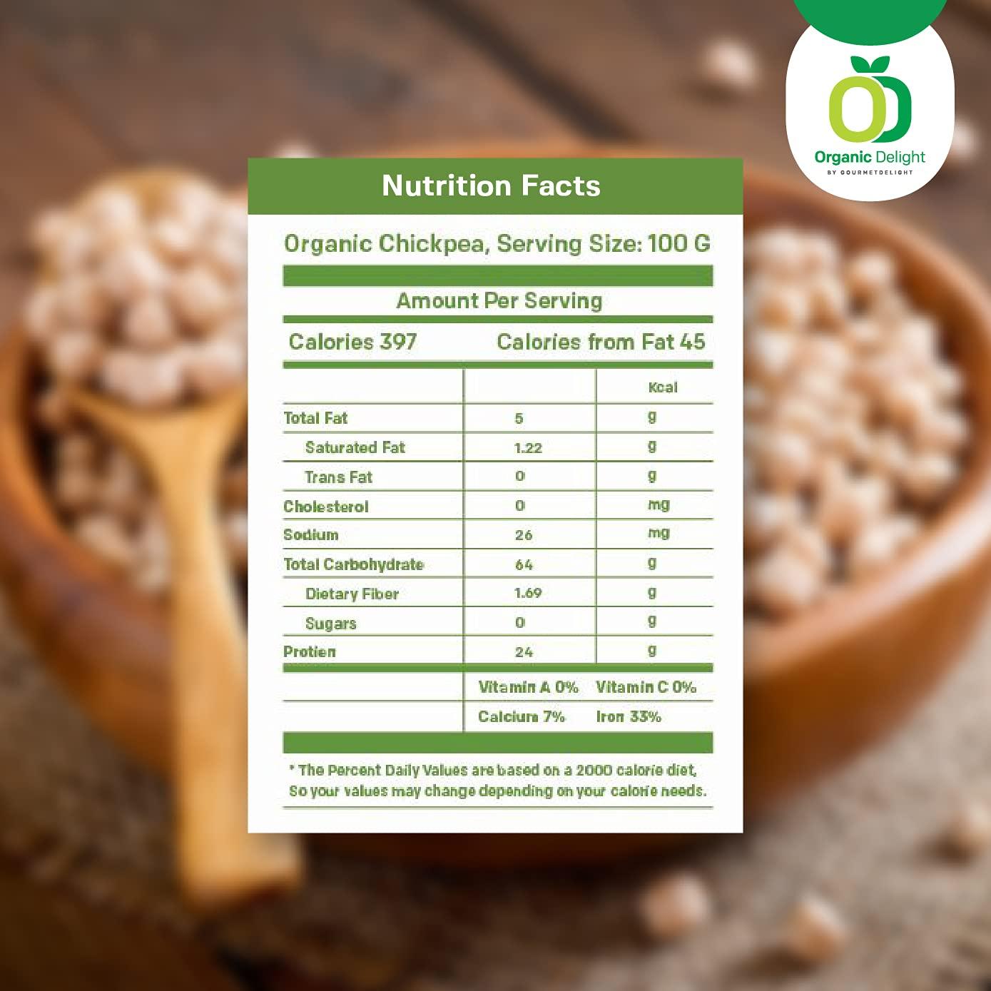 Organic Delight Organic Delight Kabuli Chana/Chickpea (1kg) 100% Natural -USDA Certified - White Chana/Chole Chana - Rich Fiber, High Protein (1 kg)