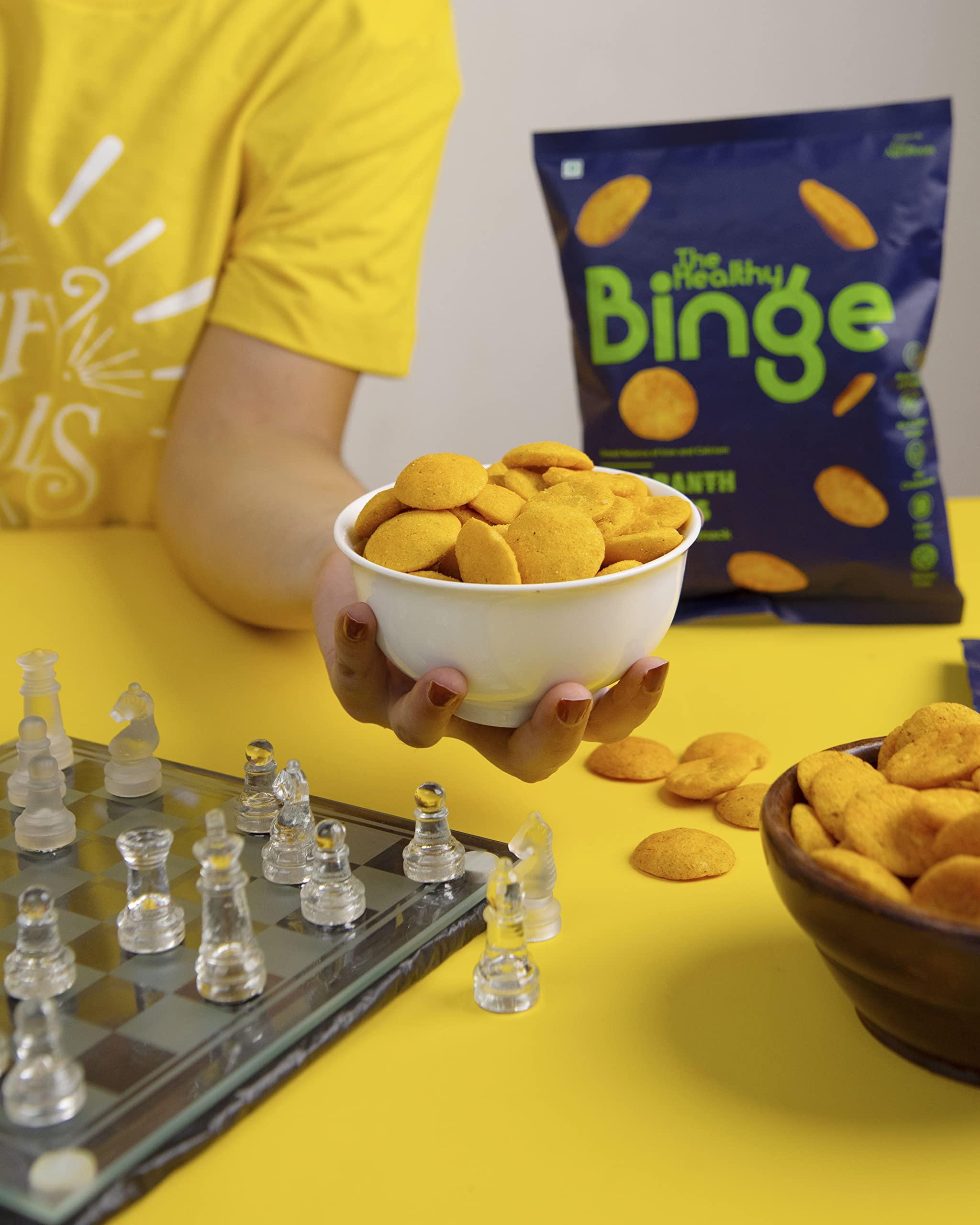 The Healthy Binge Kids-Friendly Combo Pack| Classic Cheese & Salted Caramel Chips| Baked not Fried | As seen on Shark Tank India| Healthy Snacks| 0% cholesterol High Protein & Fiber | No MSG|| Pack of 24