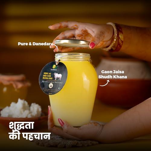 Farm2Mamma Farm2Mamma Vedic A2 Desi Cow Bilona Ghee,500ML, Curd Churned, Authentic Ghee, Pure Natural & Healthy, A2 Certified, Grass Fed Cultured Ghee, Glass Matka Jar