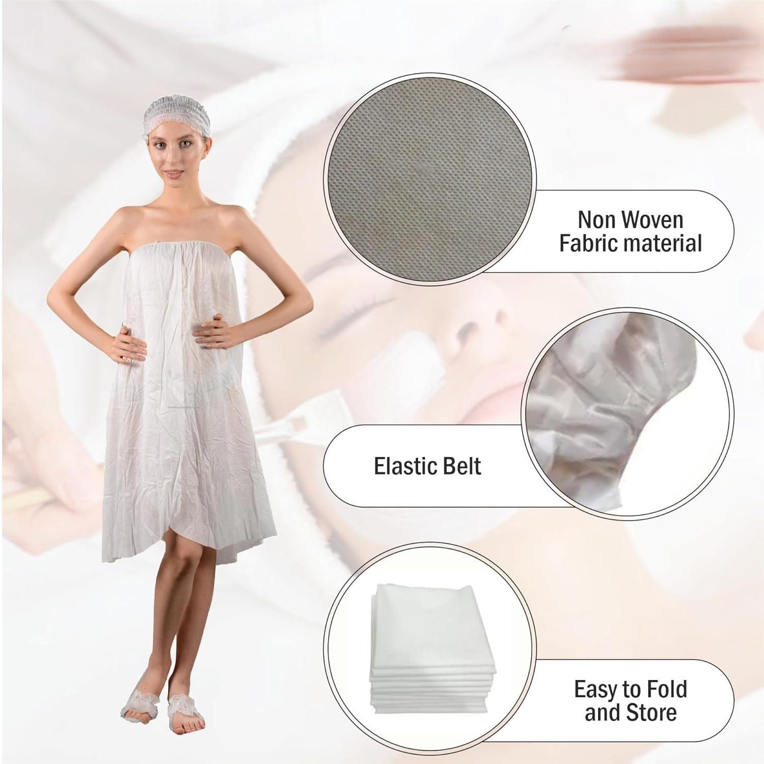 KUDIZE KUDIZE Disposable Facial Gown for Waxing, Salon, Spa, Massage, Parlor, Hospitals, Medical, Surgical (White) - Pack of 10