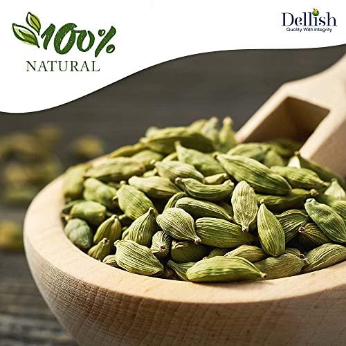 Dellish Dellish Green Cardamom 100g (Elaichi), 8mm Bold, Big Size, Whole Cardamom, 100% Natural, No Artificial Color