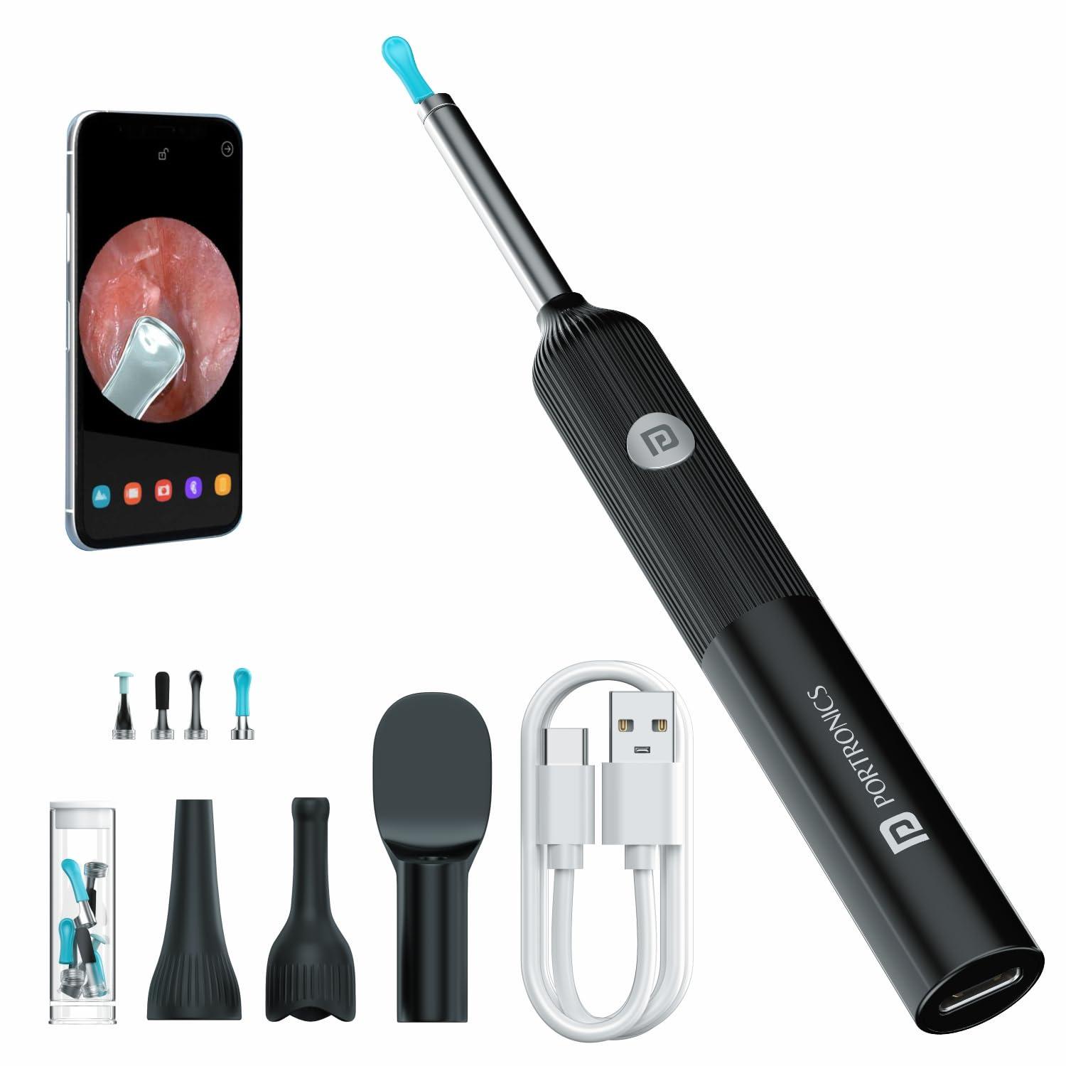 Portronics Portronics Cleansify Ear Endoscope Otoscope/Wax Cleaner with 1080p FHD Camera with Ultra fine 4.5mm Lens for Kids & Adults(Black)