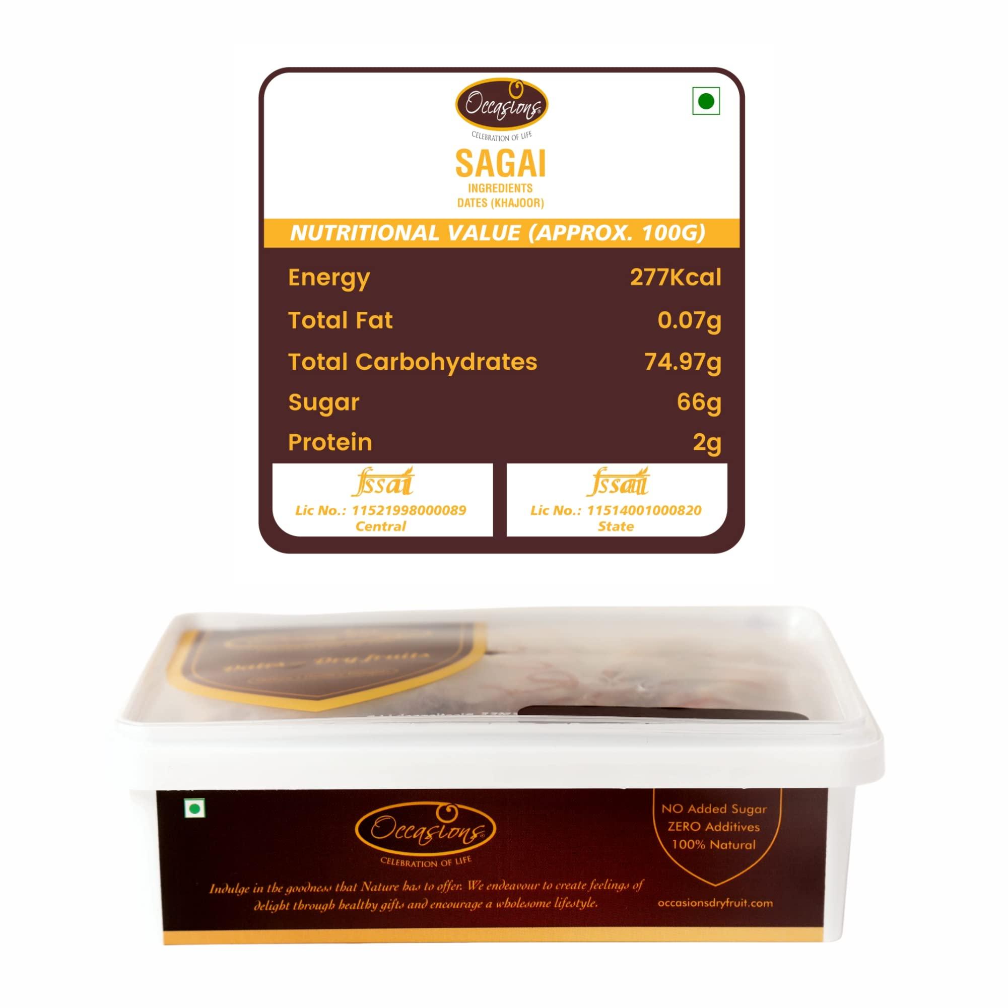 Occasions Occasions Sweet & Delicious Regular Sagai Dates - 500g, Sagai Dates, Original Sagai Dates, Dried Dates |Rich in Iron | Healthy Food | Saudi Arabian Dates