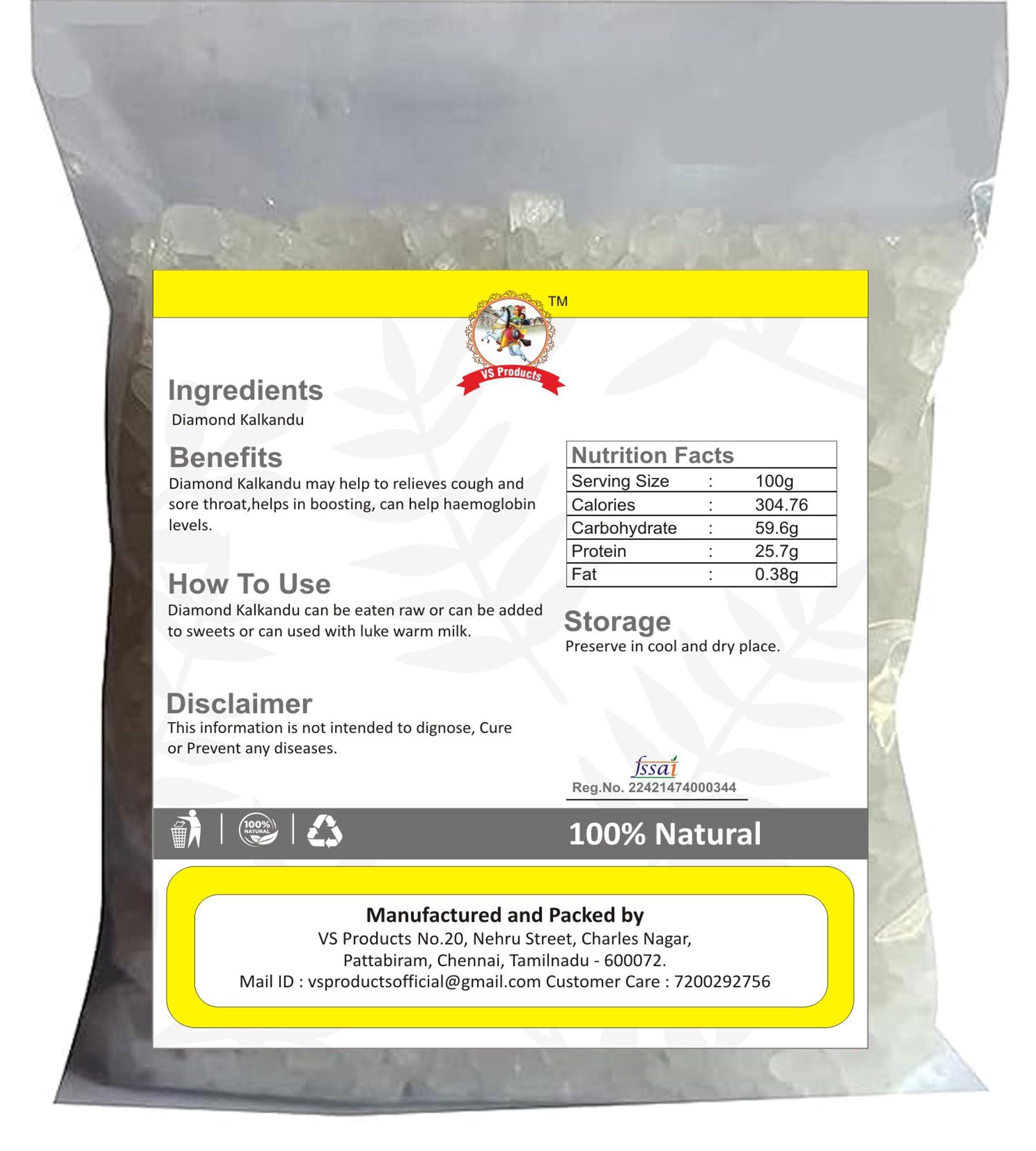 VS Products VS Products Original Diamond Kalkandu, 200g, White Karkandu, Mishri, Rock Sugar, Palm Sugar, (Pack of 2 x 100g)