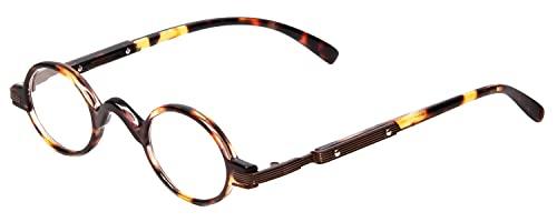 Calabria Calabria R314 Vintage Professor Oval Reading Glasses Incredibly Lightweight, Tortoise, Medium