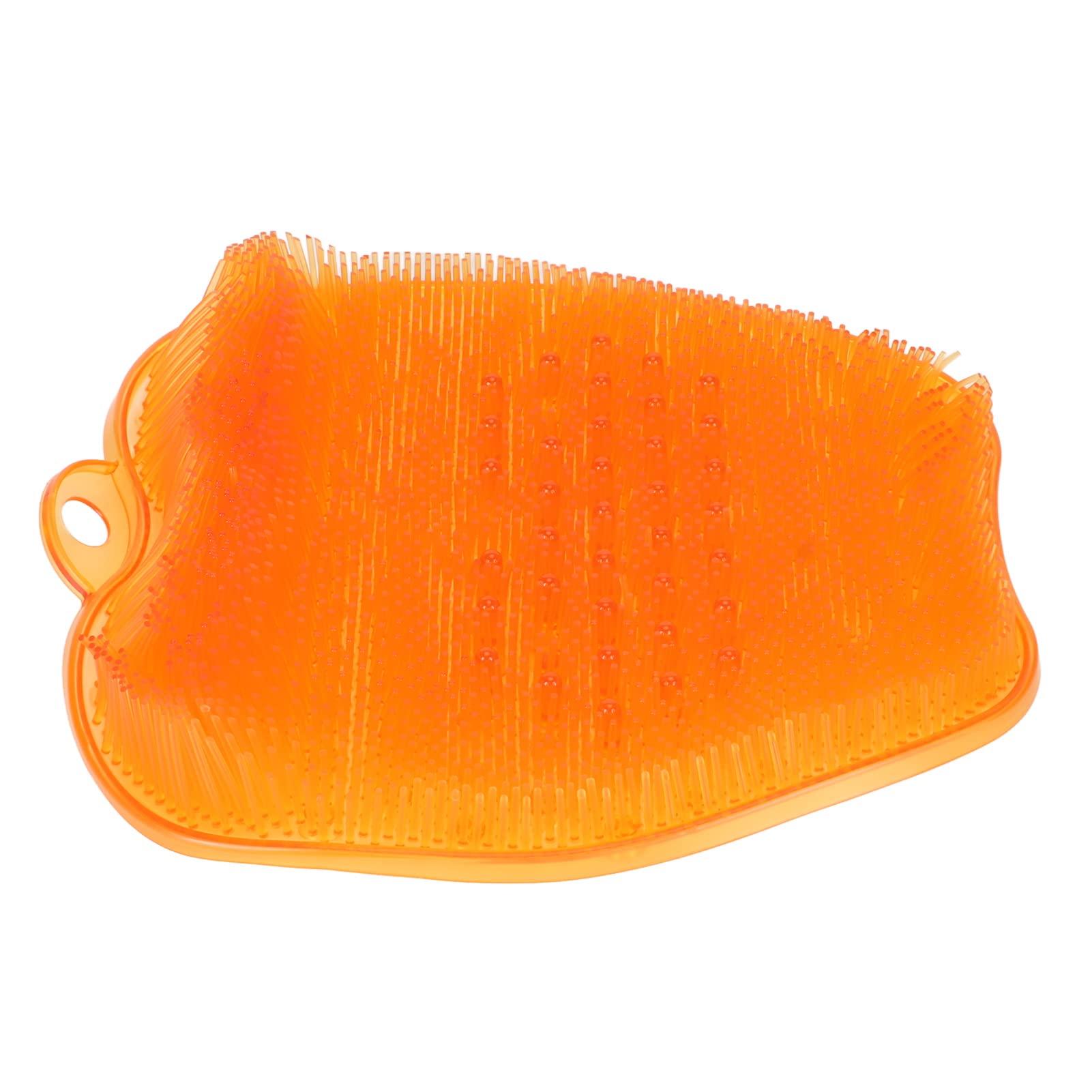 LEYT Shower Foot Scrubber Mat, Relieve Stress Comfortable Soft Silicone Shower Foot Massager Scrubber for Home (Orange)