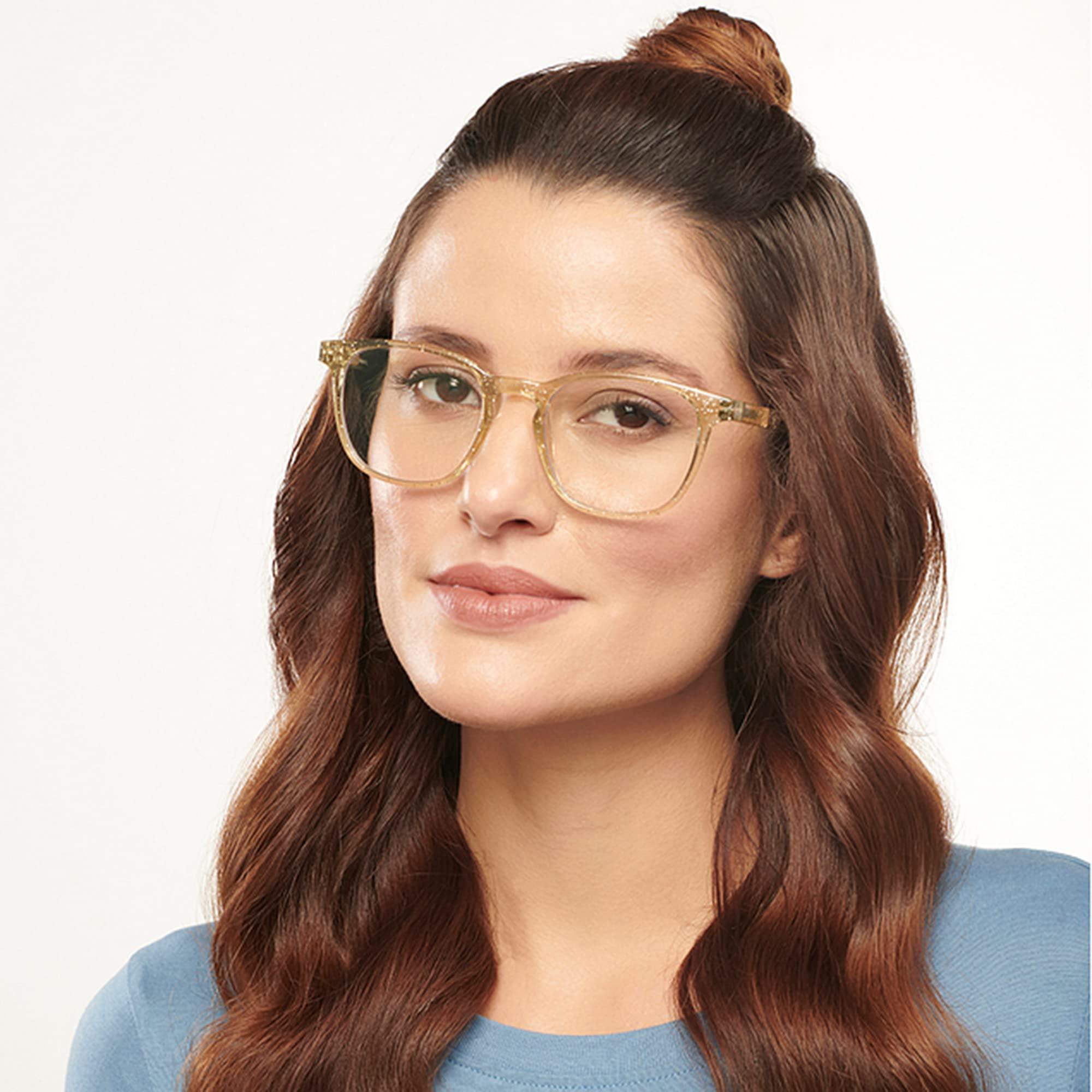 LENSKART BLU LENSKART BLU | Zero Power Blue Cut Computer Glasses | Green Transparent | Anti Glare, Lightweight & Blocks Harmful Rays | UV Protection Specs | Women | Large | LB E14058