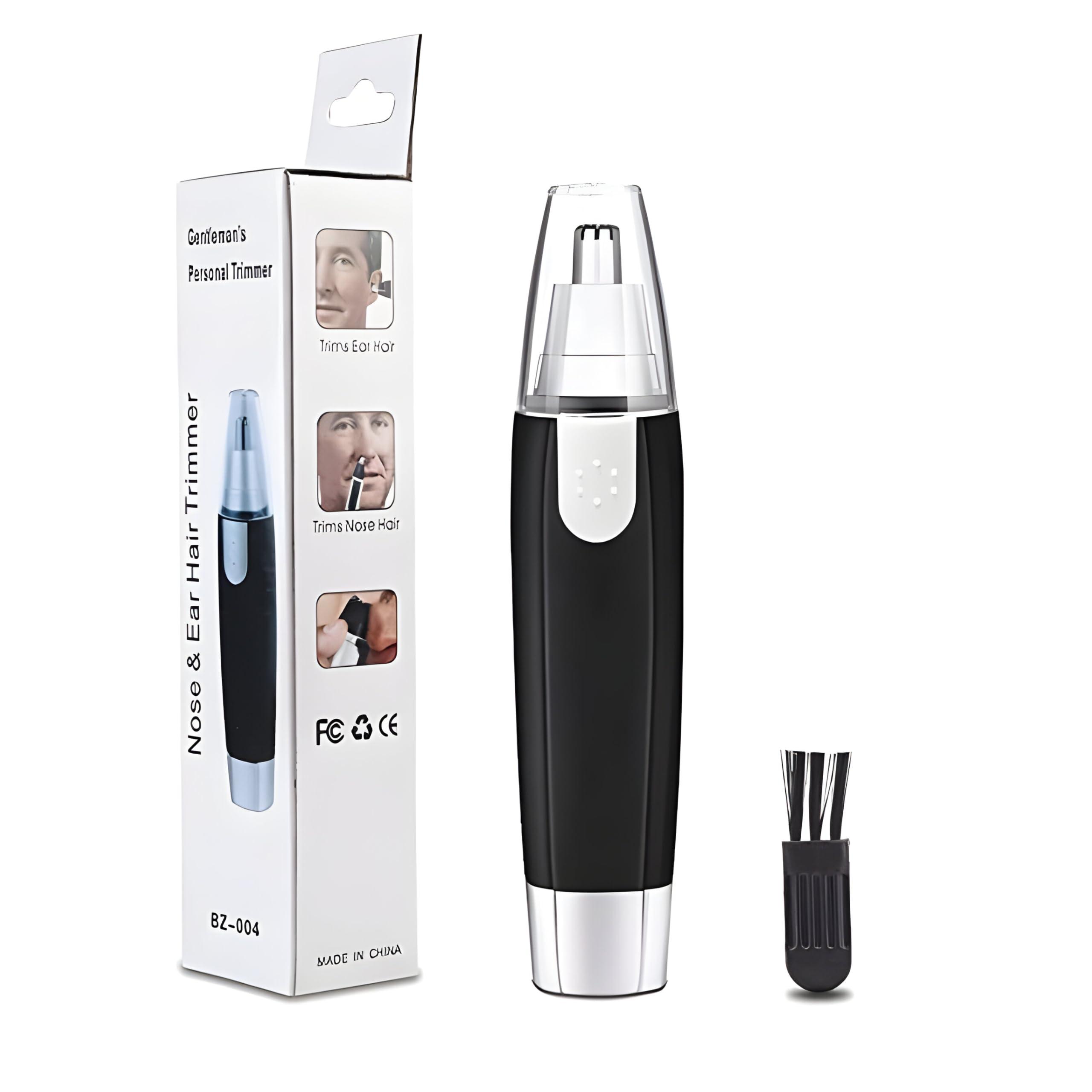 ALI SHIPPING Electric Nose Trimmer Rechargeable and Battery-Operated Precision Nose Hair Trimmer with Stainless Steel Blades, Waterproof Design, and LED Light for Men and Women, Includes Nose and Ear Grooming Tool