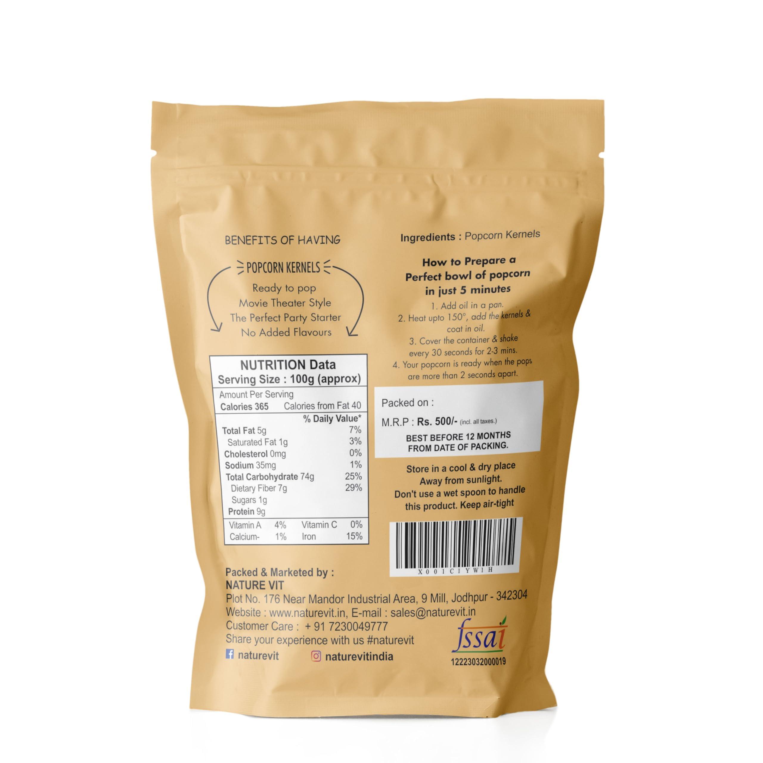 Nature Vit NATUREVIT Popcorn Kernels | Popcorn Seeds | Party Snacks | Popcorn Kernel 10 Kg(1Kgx10Packet) | Now Enjoy Movie Theatre Style | Butterfly Pop Corn At Home