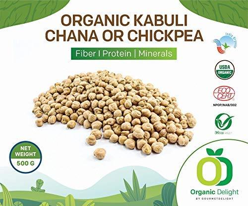 Organic Delight Organic Delight Kabuli Chana/Chickpea (1kg) 100% Natural -USDA Certified - White Chana/Chole Chana - Rich Fiber, High Protein (1 kg)