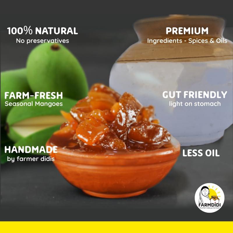 Farm Didi Farm Didi Sweet Mango Pickle With Jaggery 1Kg|Oil Free Pickle In Fresh Authentic Aam Ka Meeta Achar|No Preservatives Aachar|Sweet Mango Pickles Homemade|Mango Pickles In Amazon Fresh