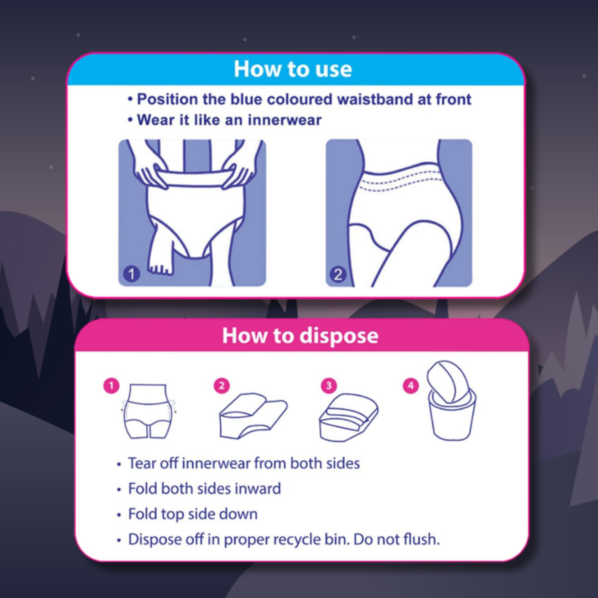 Sizi Disposable Period Panties for Sanitary Protection for Women, Day and Overnight Panties for Regular Flow Up to 12 Hours Protection, Sanitary Pads Pant Style (Medium, 8)