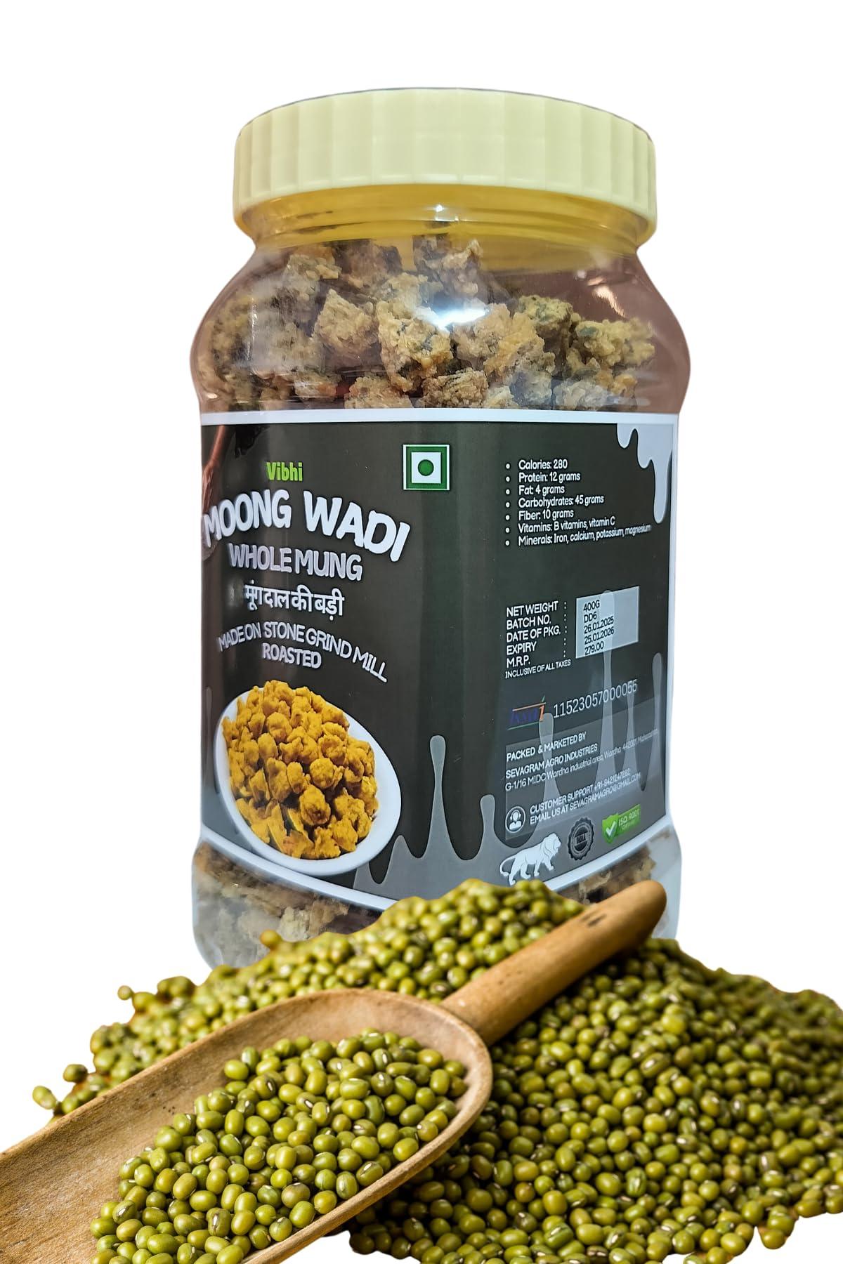 Vibhi Vibhi Moong Dal Wadi | (Made on Stone Grindmill/Jata) | Mangori | Moong Dal Vadi (PLAIN) 400G