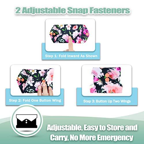 wegreeco Wegreeco Bamboo Reusable Sanitary Pads (Stylish Pattern) - Cloth Sanitary Pads | Light Incontinence Pads | Reusable Menstrual Pads - 6 Pack Pads, 1 Cloth Mini Wet Bag (Small, Flower 02)