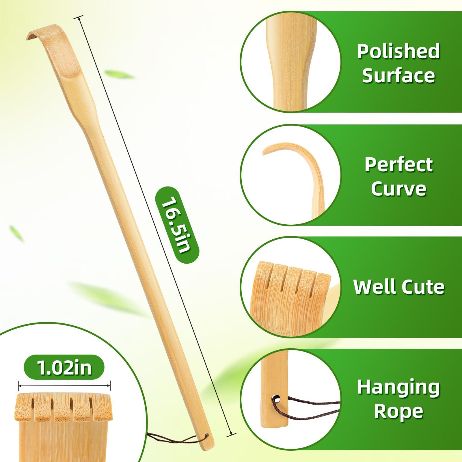 Renook Renook Bamboo Wooden Back Scratchers, 17in, Pack of 5, Best for Pregnant Women and People Who Need Longer Hands, Provide Instant Relief from Itching